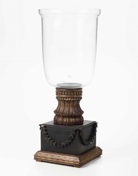 Grande vaso in vetro con base in legno intagliato  - Asta Antiquariato III - Asta a Tempo - Associazione Nazionale - Case d'Asta italiane