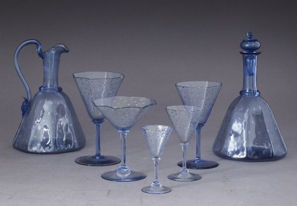 Servizio di bicchieri Murano, probabilmente Venini, 1925 circa  - Asta Antiquariato III - Asta a Tempo - Associazione Nazionale - Case d'Asta italiane