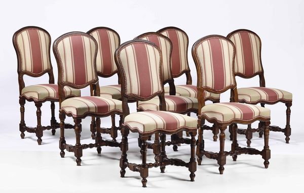 Otto sedie a rocchetto, XIX-XX secolo  - Asta Antiquariato III - Asta a Tempo - Associazione Nazionale - Case d'Asta italiane