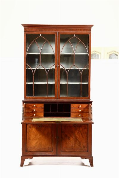 Libreria in legno lastronato, Inghilterra XIX secolo  - Asta Antiquariato III - Asta a Tempo - Associazione Nazionale - Case d'Asta italiane
