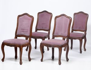 Dieci sedie in legno intagliato, Genova XIX-XX secolo  - Asta Antiquariato III - Asta a Tempo - Associazione Nazionale - Case d'Asta italiane