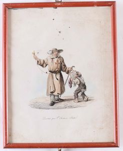 Quattordici stampe raffiguranti personaggi, XIX secolo  - Asta Antiquariato III - Asta a Tempo - Associazione Nazionale - Case d'Asta italiane