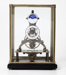 Riproduzione di orologio scheletrico in ottone, firmato Franz Denk in Wien, XX secolo  - Asta Out of the Ordinary - Associazione Nazionale - Case d'Asta italiane