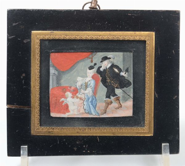 Scena di genere con amorino, XIX secolo  - Asta Antiquariato e dipinti - IV - Asta a Tempo - Associazione Nazionale - Case d'Asta italiane