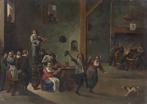 Teniers David : Scena di locanda  - Asta Antiquariato e dipinti - IV - Asta a Tempo - Associazione Nazionale - Case d'Asta italiane