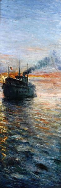 Marina con imbarcazione  - Asta Dipinti del XIX e XX Secolo - Associazione Nazionale - Case d'Asta italiane