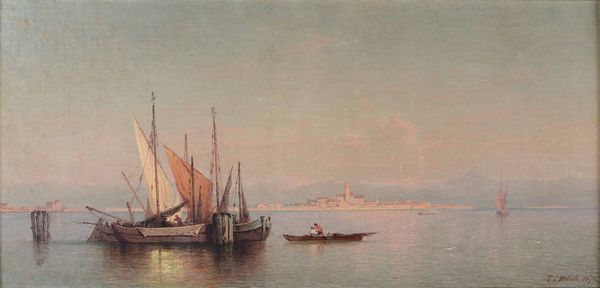 Welsch Karl Friedrich C. : Laguna di Venezia, 1871  - Asta Dipinti del XIX e XX Secolo - Associazione Nazionale - Case d'Asta italiane