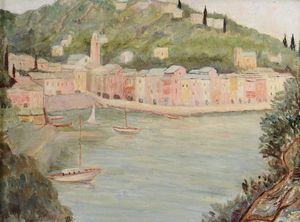 Martini Carlo : Portofino rosa, 1937 circa  - Asta Dipinti del XIX e XX Secolo - Associazione Nazionale - Case d'Asta italiane