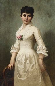 Humbert Ferdinand : Ritratto di giovane donna, 1886  - Asta Dipinti del XIX e XX Secolo - Associazione Nazionale - Case d'Asta italiane