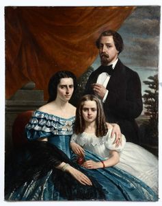 Goyers Antoine : Ritratto di famiglia  - Asta Dipinti del XIX e XX Secolo - Associazione Nazionale - Case d'Asta italiane