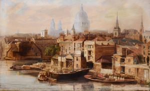 Deane William Wood - Veduta di Londra con cattedrale di Saint Paul ed il Tamigi, 1857
