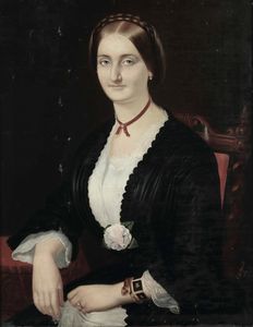 Castagnola Gabriele - Ritratto di Donna con peonia, 1855