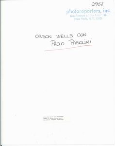 Pier Paolo Pasolini con Orson Welles  - Asta Ciak si gira! Scatti da una storia del cinema | Asta a Tempo - Associazione Nazionale - Case d'Asta italiane