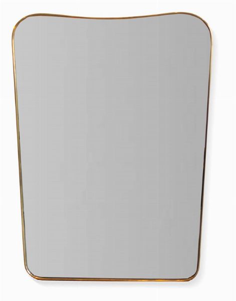 Specchio da parete con struttura in legno, profilo in ottone e vetro specchiato.  - Asta Design Lab - Associazione Nazionale - Case d'Asta italiane