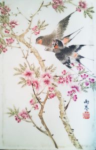 Arte Cinese - Piccola placca in porcellana smaltata Cina, inizio XX secolo