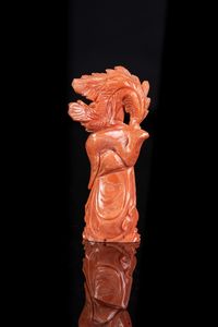 Arte Cinese : Piccolo corallo raffigurante Buddha FeliceCina, XX secolo  - Asta ASTA 290 - ARTE ORIENTALE (ONLINE) - Associazione Nazionale - Case d'Asta italiane