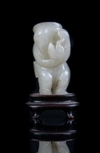 Arte Cinese - Figura di saggio in giada biancaCina, dinastia Qing, XIX secolo