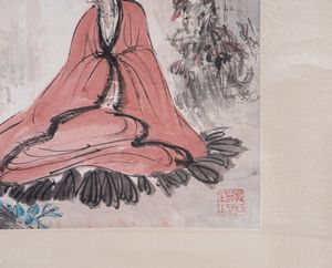 Arte Cinese : Dipinto su carta raffigurante Buddha seduto Cina, datata dicembre 1962  - Asta ASTA 290 - ARTE ORIENTALE (ONLINE) - Associazione Nazionale - Case d'Asta italiane
