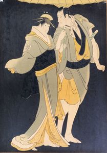 Toshusai Sharaku - Toshusai Sharaku (attivo tra il 1794 e il 1795)Stampa postuma raffigurante coppia di attoriGiappone, XX secolo