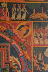 Arte Himalayana : Thangka con raffigurazione di mandala dedicato al Buddha storico Nepal, XX secolo  - Asta ASTA 290 - ARTE ORIENTALE (ONLINE) - Associazione Nazionale - Case d'Asta italiane
