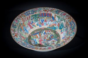 Arte Cinese - Bacile in porcellana Canton Cina, dinastia Qing, XIX secolo