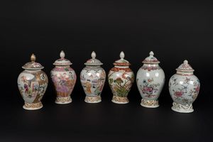 Arte Cinese - Sei piccole potiche da esportazione Cina, dinastia Qing, XVIII secolo