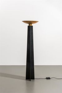 CASIGLIANI - Lampada da terra con fusto in marmo  portalampada in ottone. Anni '80 cm 177x50