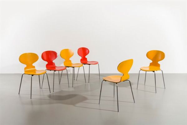ARNE JACOBSEN : Sei sedie mod. Ant Chair  - Asta Asta 162 Design II - Associazione Nazionale - Case d'Asta italiane