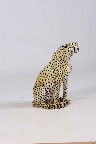 Grande leopardo in ceramica, XX secolo  - Asta Antiquariato V | Asta a Tempo - Associazione Nazionale - Case d'Asta italiane