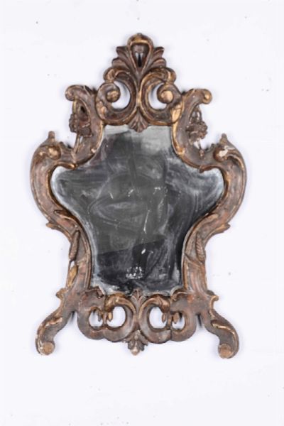 Cornice da cartagloria in legno intagliato con specchio  - Asta Antiquariato V | Asta a Tempo - Associazione Nazionale - Case d'Asta italiane