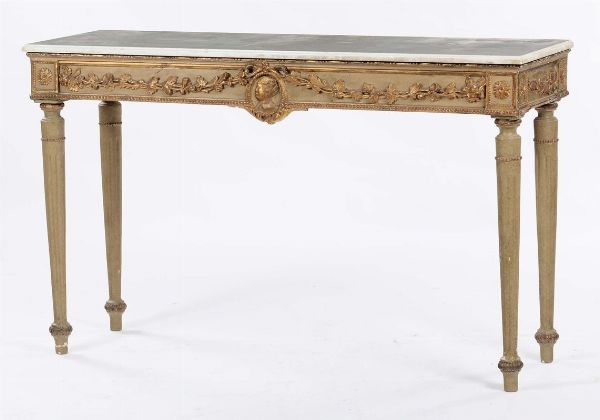 Tavolo da centro in legno laccato e dorato, Francia, stile Luigi XVI  - Asta Antiquariato V | Asta a Tempo - Associazione Nazionale - Case d'Asta italiane