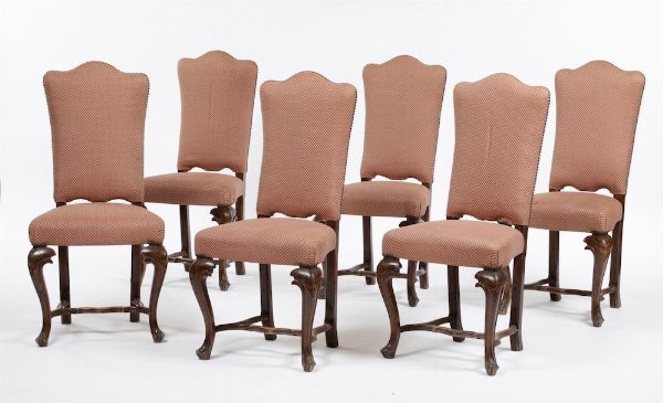 Sei sedie di forma Luigi XV in legno intagliato, seconda met XVIII secolo  - Asta Antiquariato V | Asta a Tempo - Associazione Nazionale - Case d'Asta italiane