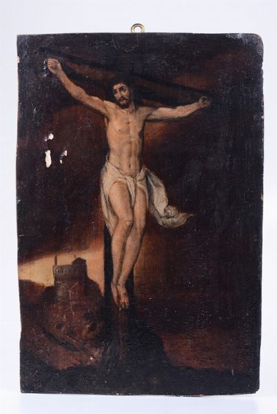 Cristo in croce  - Asta Dipinti e Tappeti Antichi, Arte Orientale e Ceramiche Europee | Asta a Tempo - Associazione Nazionale - Case d'Asta italiane