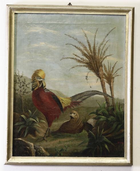Dipinto raffigurante uccelli esotici, XIX-XX secolo  - Asta Dipinti del XIX-XX Secolo | Asta a Tempo - Associazione Nazionale - Case d'Asta italiane