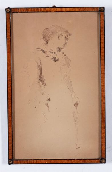FAVRETTO GIACOMO : Ritratto di giovane donna  - Asta Dipinti del XIX-XX Secolo | Asta a Tempo - Associazione Nazionale - Case d'Asta italiane