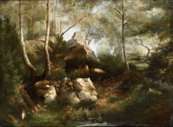 Paesaggio boschivo  - Asta Dipinti del XIX-XX Secolo | Asta a Tempo - Associazione Nazionale - Case d'Asta italiane