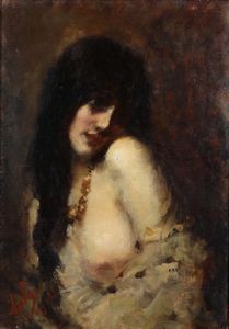 GOLA EMILIO : Figura femminile, 1879  - Asta Dipinti del XIX-XX Secolo | Asta a Tempo - Associazione Nazionale - Case d'Asta italiane