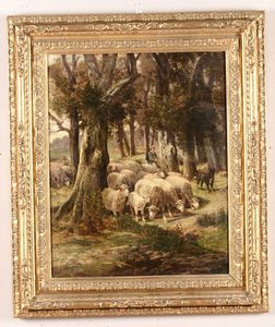 Desvarreux Raymond : Paesaggio con pecore  - Asta Dipinti del XIX-XX Secolo | Asta a Tempo - Associazione Nazionale - Case d'Asta italiane
