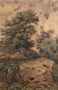 Paesaggio con albero  - Asta Dipinti del XIX-XX Secolo | Asta a Tempo - Associazione Nazionale - Case d'Asta italiane
