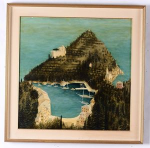 Dipinto olio su tavola raffigurante Portofino  - Asta Dipinti del XIX-XX Secolo | Asta a Tempo - Associazione Nazionale - Case d'Asta italiane