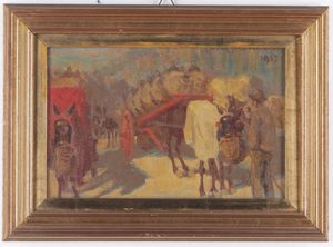Aldworth Frank - Scena di paese, 1915 Carri con muli, 1917
