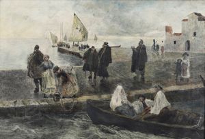 Veduta di porto  - Asta Dipinti del XIX-XX Secolo | Asta a Tempo - Associazione Nazionale - Case d'Asta italiane
