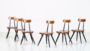 TAPIOVAARA ILMARI (1914 - 1999) : Sei sedie modello Pirkka, produzione Laukaan Puu, anni '50. (6)  - Asta ASTA 291 - DESIGN (online) - Associazione Nazionale - Case d'Asta italiane