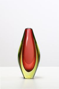 VETRERIA CENEDESE - Vaso in vetro sommerso nei colori giallo e rosso ,anni '50.