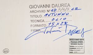 DAUREA GIOVANNI (n. 1955) : Autunno.  - Asta ASTA 292 - ARTE MODERNA (VIRTUALE) - Associazione Nazionale - Case d'Asta italiane