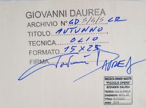 DAUREA GIOVANNI (n. 1955) : Autunno.  - Asta ASTA 292 - ARTE MODERNA (VIRTUALE) - Associazione Nazionale - Case d'Asta italiane