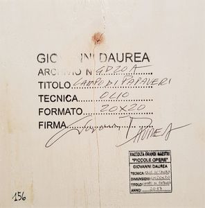 DAUREA GIOVANNI (n. 1955) : Campo di papaveri.  - Asta ASTA 292 - ARTE MODERNA (VIRTUALE) - Associazione Nazionale - Case d'Asta italiane
