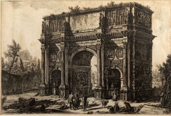 GIOVANNI BATTISTA PIRANESI Mogliano (VE) 1720 - 1778 Roma : L'Arco di Costantino  - Asta Asta 163 Grafica - Associazione Nazionale - Case d'Asta italiane