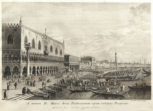 GIOVAN BATTISTA BRUSTOLON Venezia 1712-1796 - A monore D: Marci Area Dalmatarum ripam sxhibens Prospectus