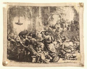 VAN RIJN REMBRANDT HARMENSZOOM NL 1606 - 1669 - Ges scaccia i mercanti dal tempio